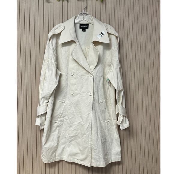Something Navy Oversized Trench Coat - Ivory Size S - Picture 1 of 12